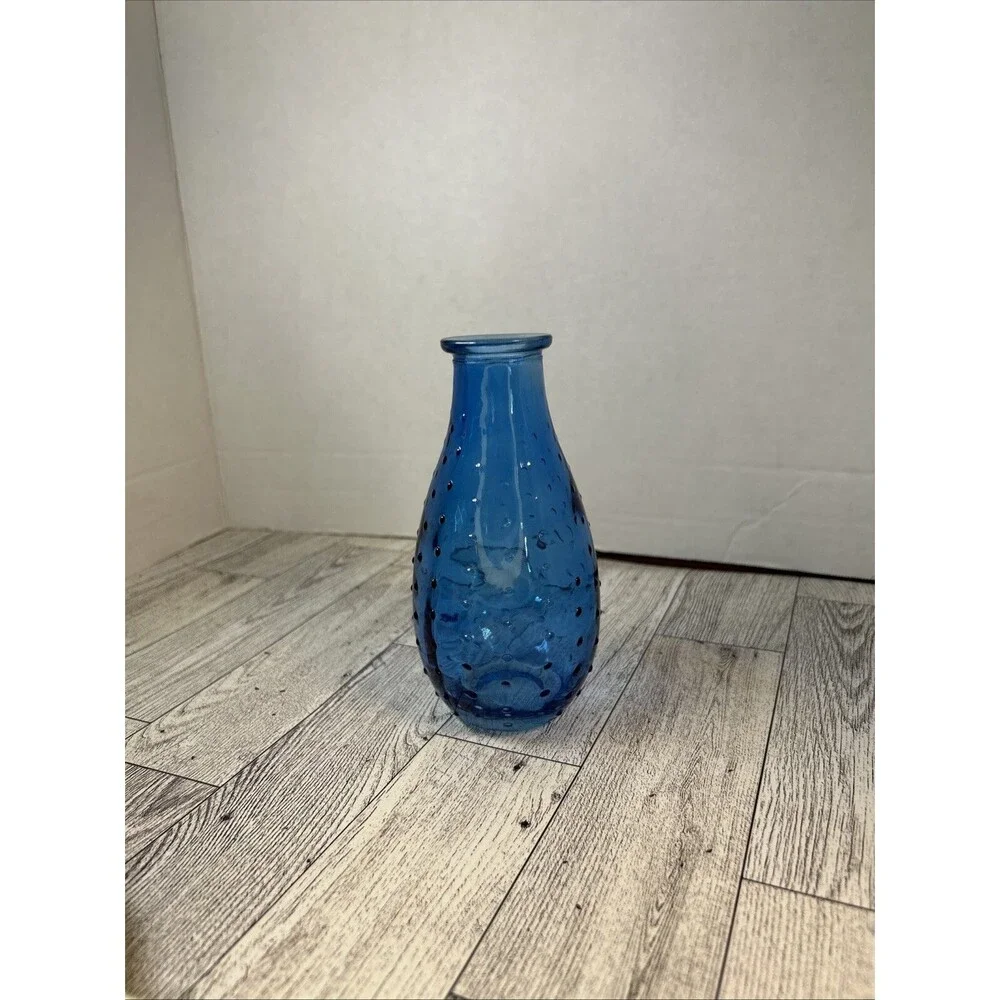 Blue Hobnail Vase Glass Decoration Small